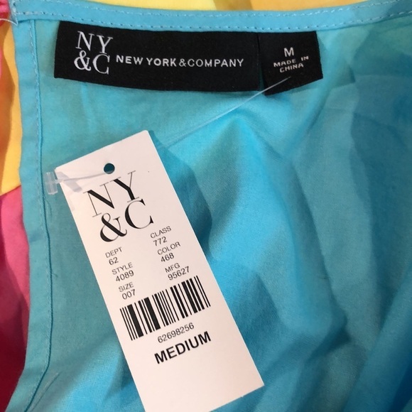 NWT New York & Company Retro 80s Style Bright Colorblock Dress Size Medium - Picture 7 of 8
